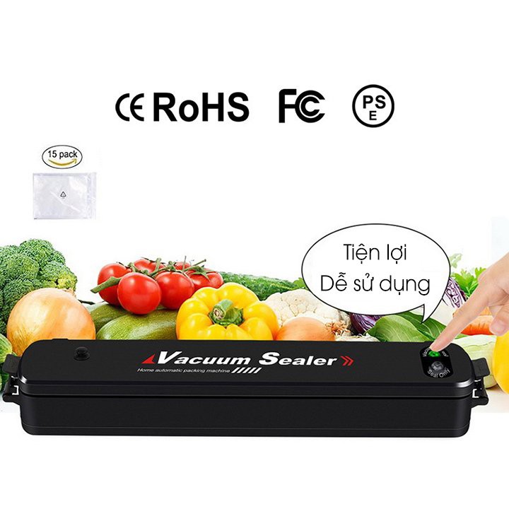 Máy hút chân không Vacuum Sealer ZR-001 hút đa dạng thực phẩm, lực hút kiệt, hàn kín- Tặng 15 túi hút.