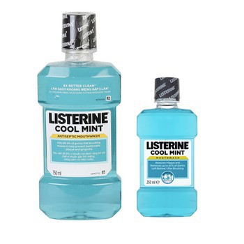 Combo Nước Súc Miệng Listerine 750ml kèm chai nhỏ 250ml