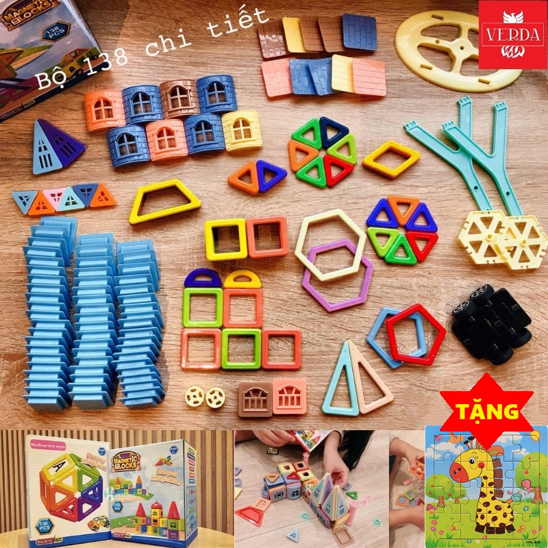 Xếp hình nam châm đồ chơi lắp ráp cho bé thông minh 77 105 138 160 204 299 chi tiết trẻ em lắp ghép lego magnetic magnet