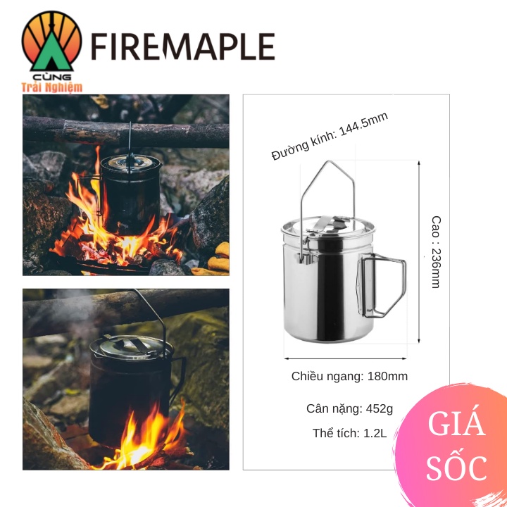 Nồi Treo 1.2L Thép Không Gỉ Antarcti Chuyên Dụng Cho Nấu Ăn Ngoài Trời  Fire Maple  FMC-ANTARC-POT-1200