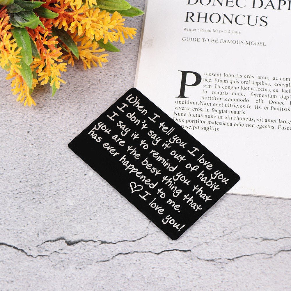 ONLY Permanent Purse Card Engraving Husband Gifts Wallet Inserts Mini Love Note Boyfriend Girlfriend Stainless Steel Party favors Anniversary Memorial