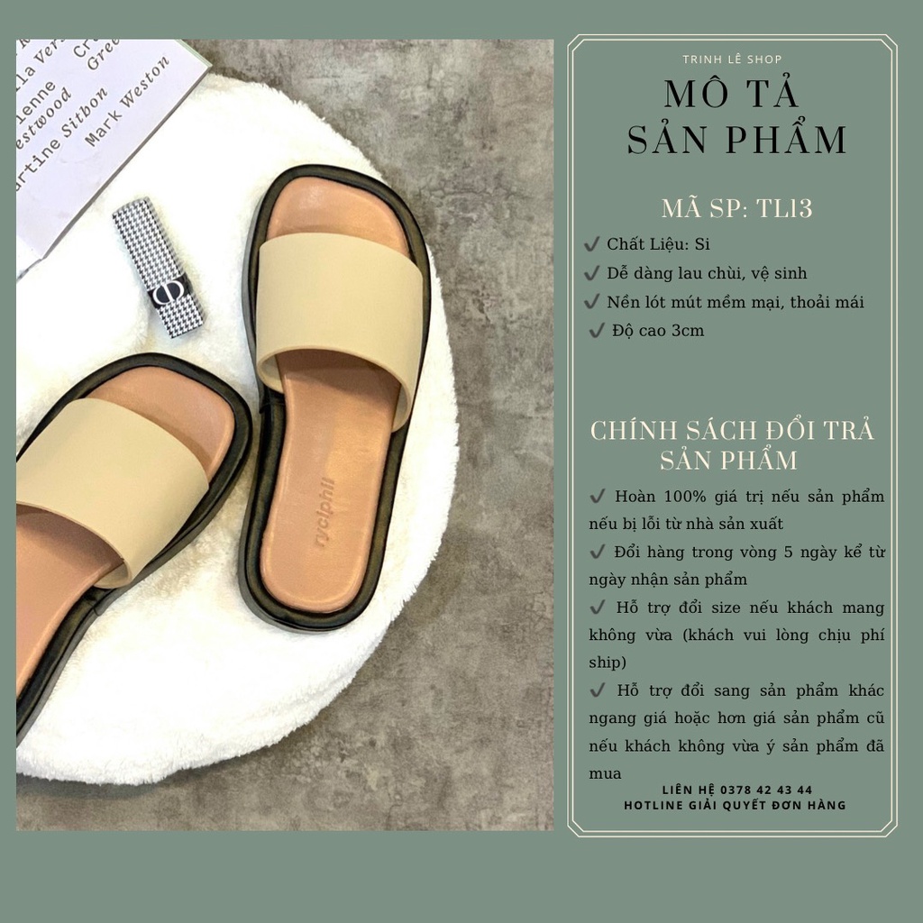 DÉP QUAI NGANG NỮ BÁNH MÌ CAO 3CM PHỐI NHIỀU MÀU HOT TREND TRINH LÊ SHOP TL13