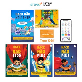 Sách - Combo 5 cuốn Hack Não 1500 Từ Vựng Tiếng Anh, Ngữ Pháp, Plus A+B và Giao Tiếp - Tặng App Hack Não Pro học phát âm
