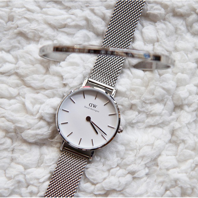 [𝐆𝐈𝐅𝐓 𝐒𝐄𝐓]Đồng Hồ Nữ Daniel Wellington Classic Petite Sterling White & Vòng Tay DW Cuff Chính Hãng - OtisWatch