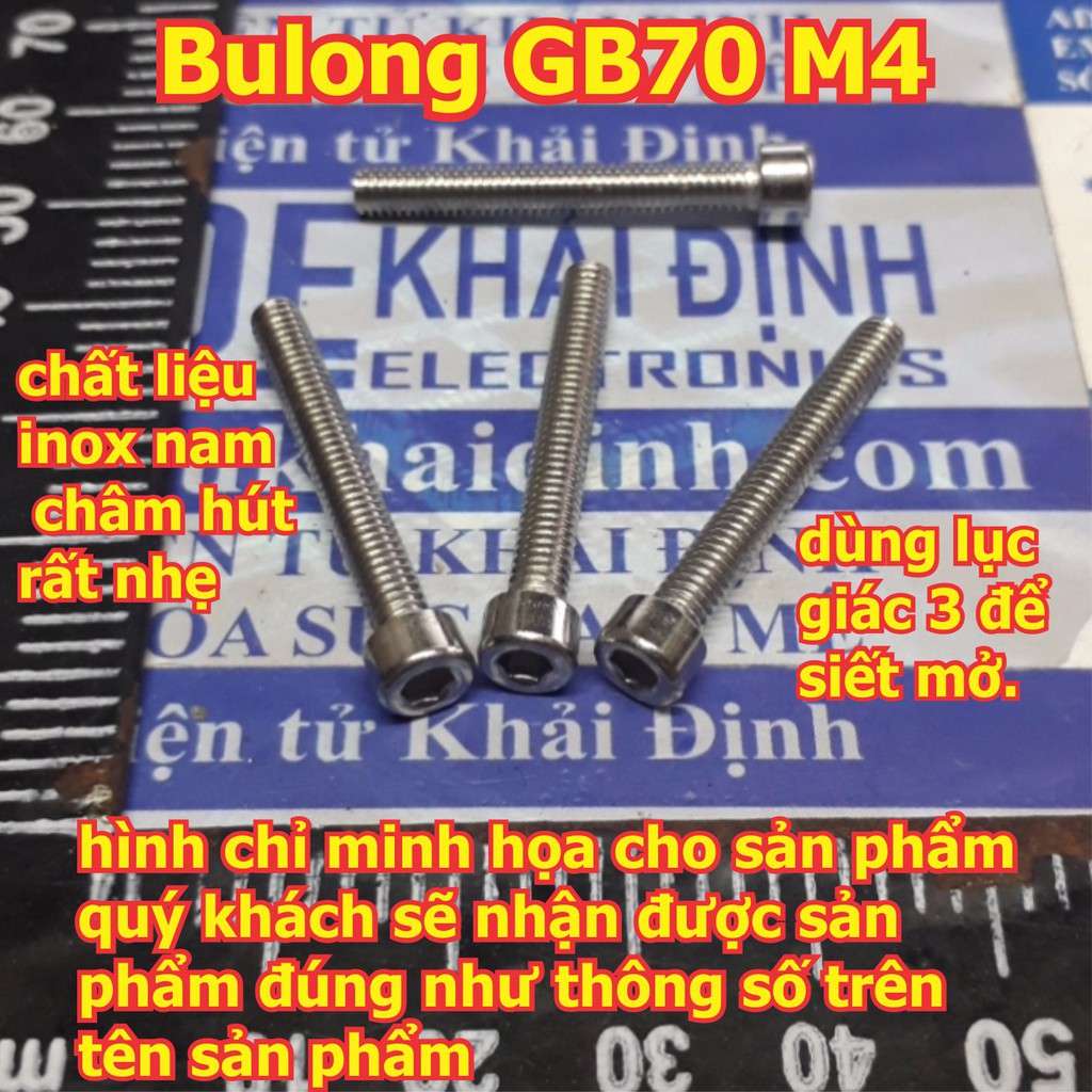 bulong, vít pake GB70 M4 inoc inox tán tròn,  đầu lục giác chìm,  M4 các loại dài từ 8mm~50mm kde5536