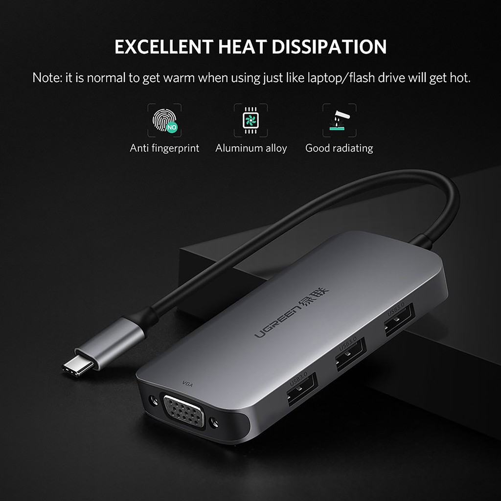 Hub USB Type-C ra VGA / USB 3.0 / PD Charging cao cấp UGREEN 50210