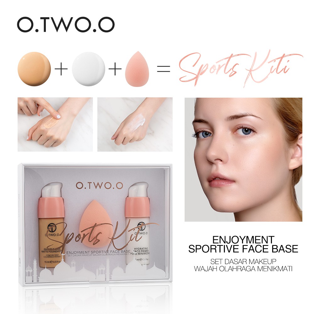 Set kem lót + kem nền dạng lỏng + mút trang điểm O.TWO.O trọng lượng 150g chất lượng cao | BigBuy360 - bigbuy360.vn