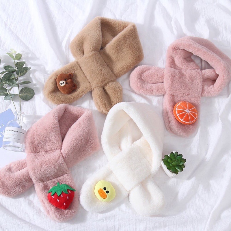 Khăn quàng cổ lông thỏ cực ấm cho bé nhiều hình
