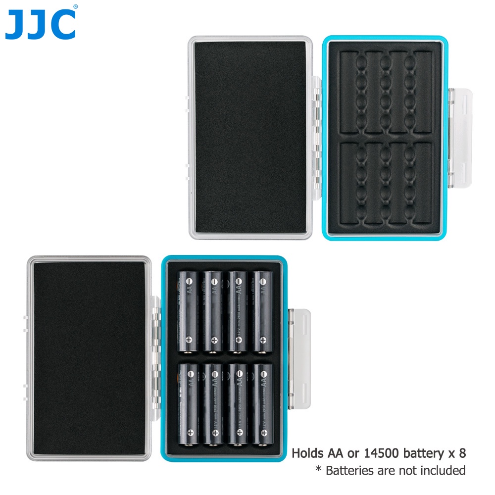 Hộp đựng pin JJC bảo vệ 8 ngăn AA/ 14500 chống bụi bẩn mất nước văng vào bị ẩm nhỏ gọn