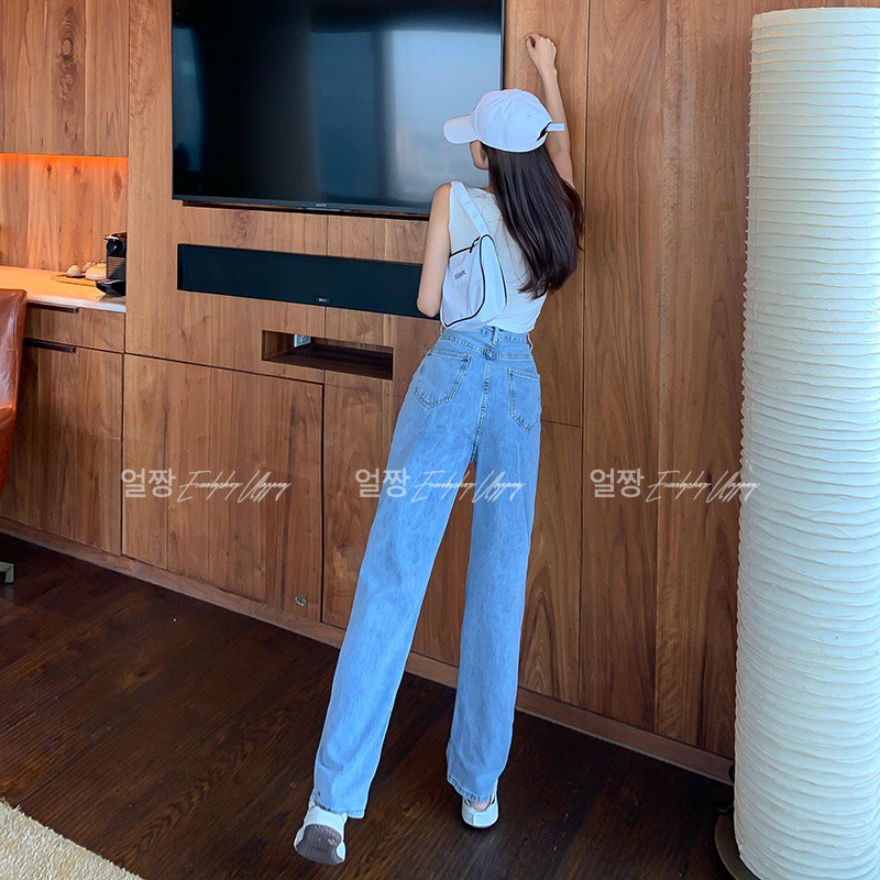 Quần Jeans Baggy Lưng Cao Ống Suông, Quần Jeans Baggy Nữ Ống Rộng Hàng Nhập Quảng Châu