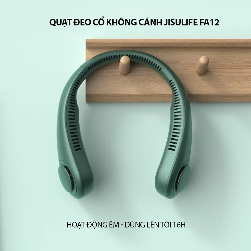 Quạt mini đeo cổ không cánh JISULIFE dung lượng pin lớn 4000mAhm, Quạt đeo cổ không cánh ba cấp độ gió chạy êm và mát