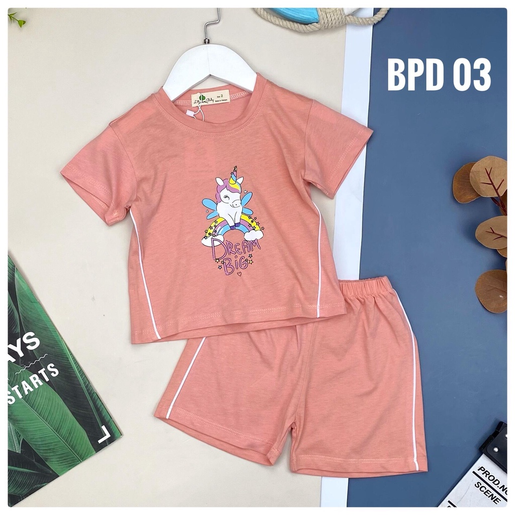Bộ quần áo bé gái LITIBABY hình ngựa, cua, chất cotton mềm mát, size 2/10T