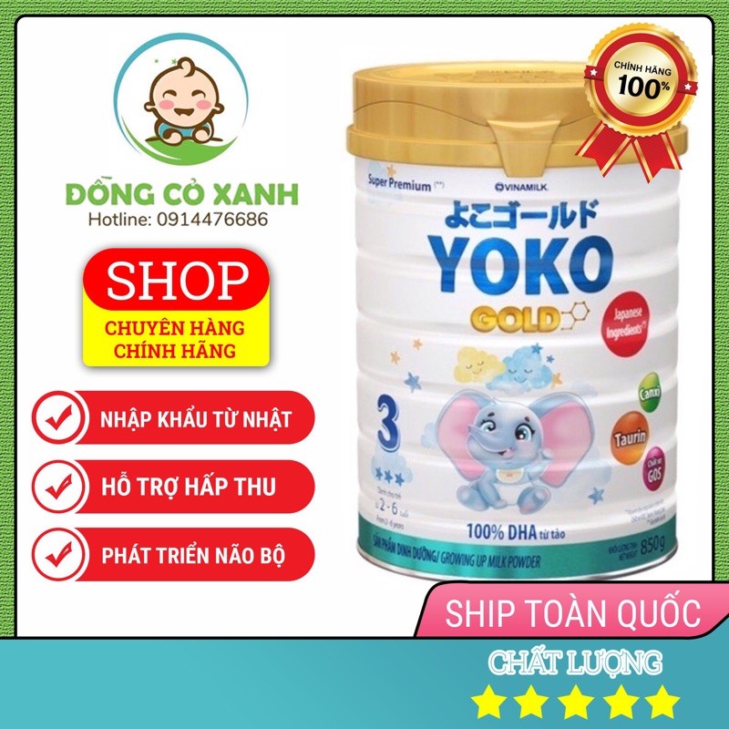 Combo 2h SỮA BỘT YOKO 3 850G (CHO TRẺ TỪ 2 - 6 TUỔI)