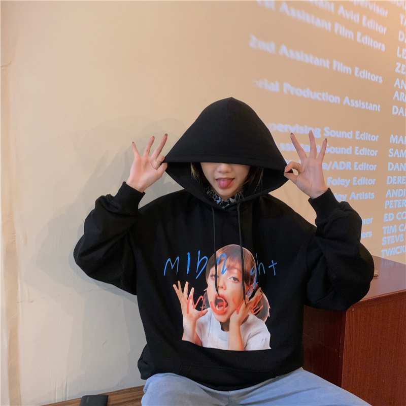Women's Korean Cute Loose Student Hooded Sweater