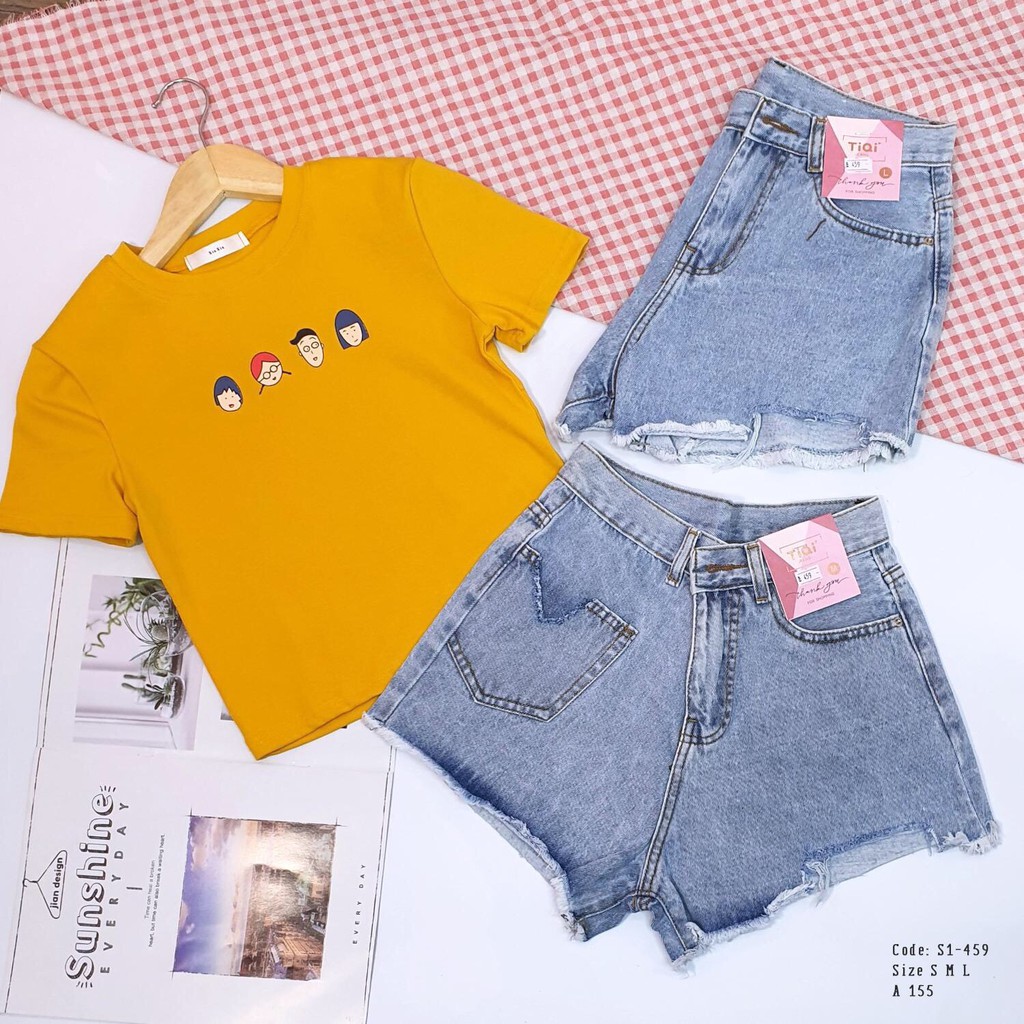 Quần short jean nữ lưng cao King168 , quần short nữ cao cấp TQQ03
