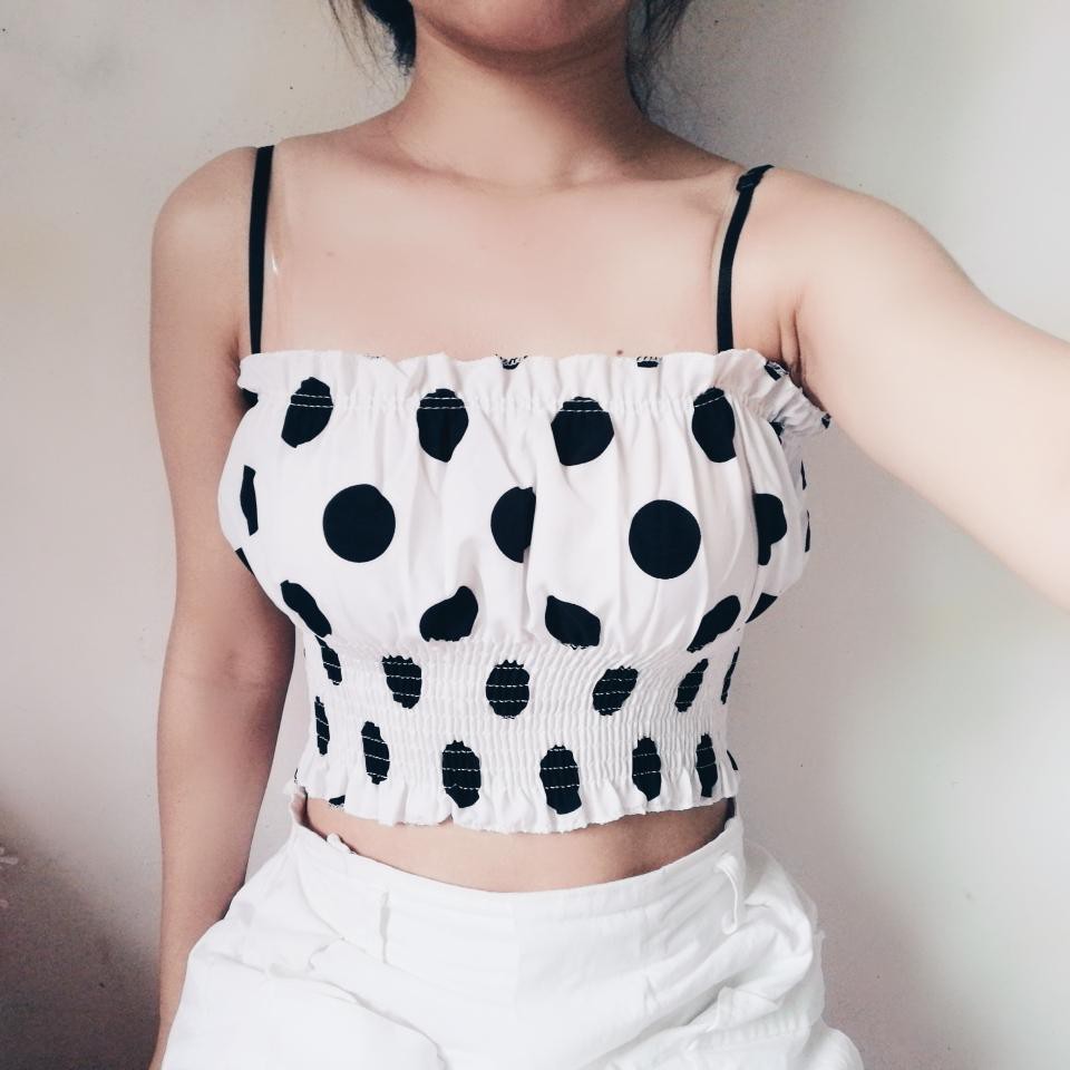 Áo Tank Top Hoạ Tiết Chấm Bi Phong Cách Hàn Quốc