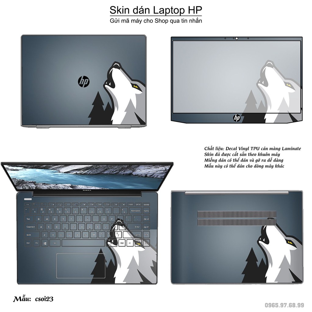 Skin dán Laptop HP in hình sói tuyết (inbox mã máy cho Shop)