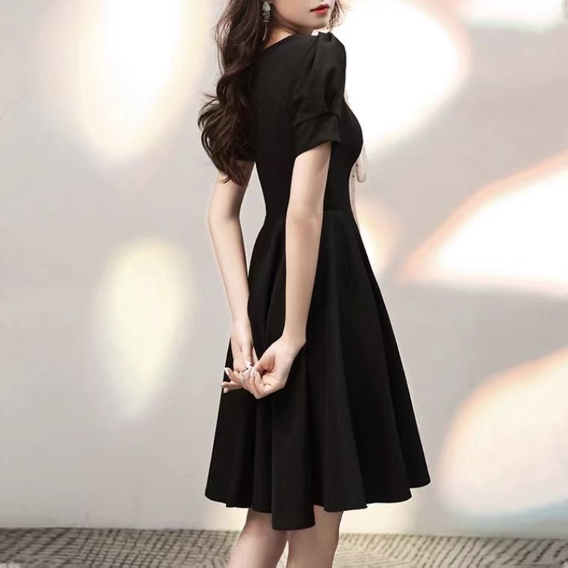 Đầm midi nữ tay phồng thời trang mùa hè phong cách Hàn Quốc