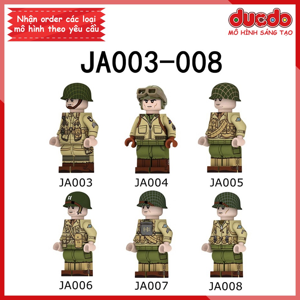 Minifigures chiến binh Army trong chiến tranh thế giới - Đồ chơi Lắp ghép Xếp hình Mô hình Mini WW2 JA003