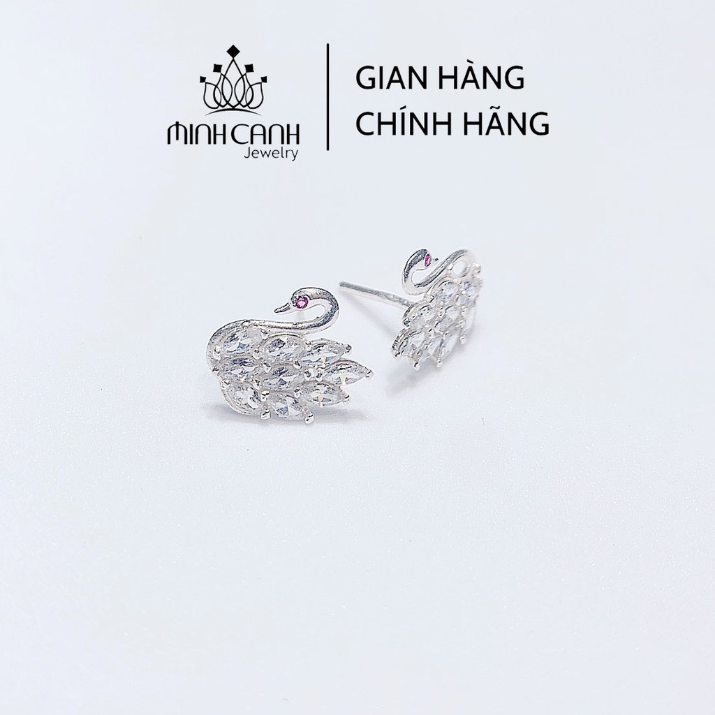 Khuyên Tai Thiên Nga Bạc Ta Đính Đá - Minh Canh Jewelry