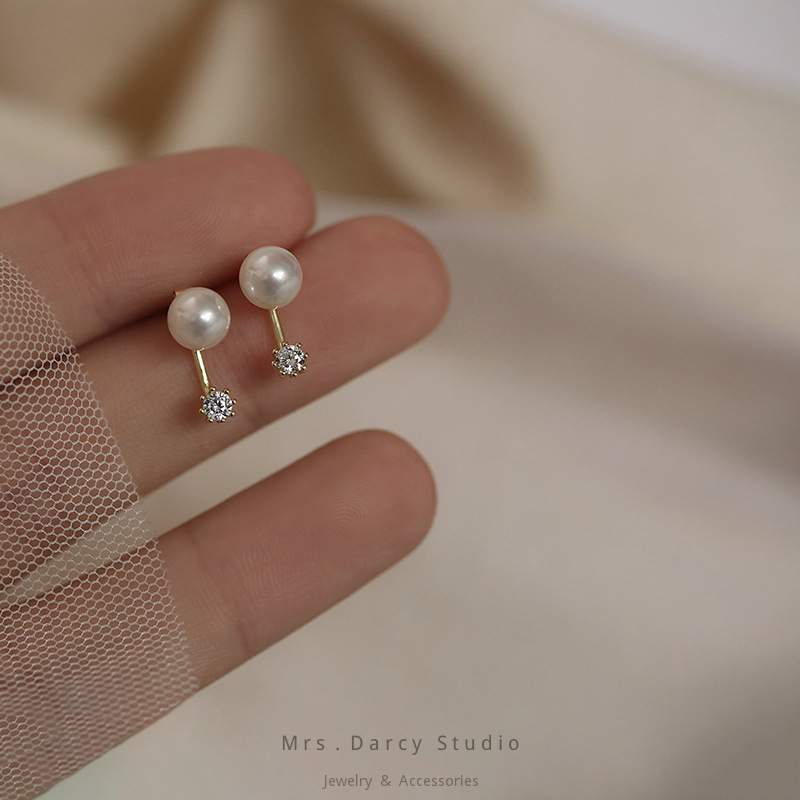 MRS.D【In Stock】100% Sterling Silver South Korean Students S925 Earrings Stud Earrings Colors of Zircon Jewelry Gift Ear Clips Minimalist Earring Design Jewelry Girls Allergy Free