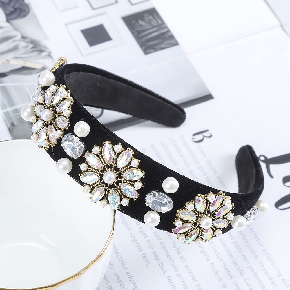 Băng Đô Đính Đá Và Ngọc Trai Giả Phong Cách Vintage