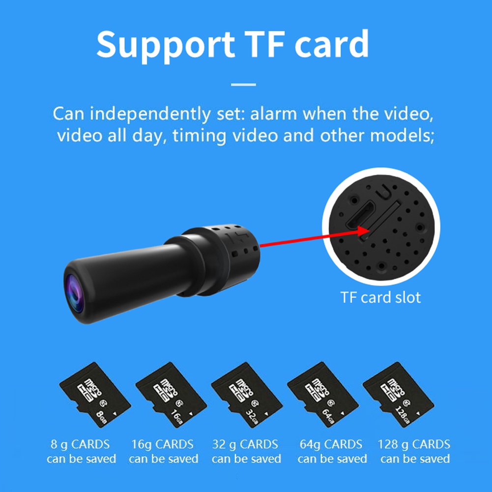 Thiết bị camera Camera an ninh 6x2x2cm Camera thu nhỏ Thiết bị cảm biến Camera màu đen Camera mini hợp kim nhôm Camera không dây Camera quan sát ban đêm