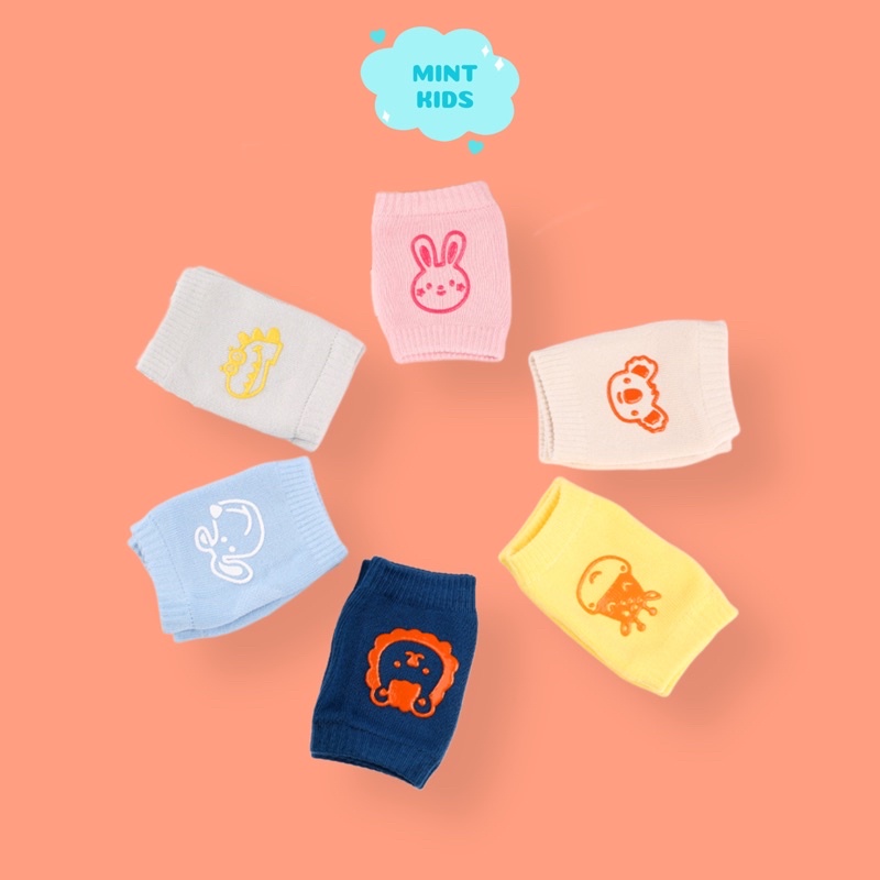 Tất bảo vệ đầu gối, tất cho bé tập bò, hình thú ngộ nghĩnh, cotton mềm mại