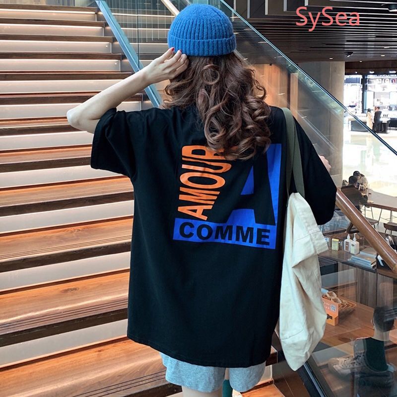 Áo Thun Tay Lỡ Hoạ Tiết Chữ In Thiết Kế Dáng Rộng Thoải Mái