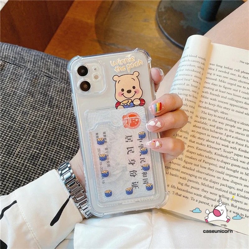 Ốp Điện Thoại Dạng Ví Hình Gấu Winnie the Pooh Cho iPhone 11 12 14 13 Pro MAX XR X XS MAX 6 6s 7 8 Plus SE 2020