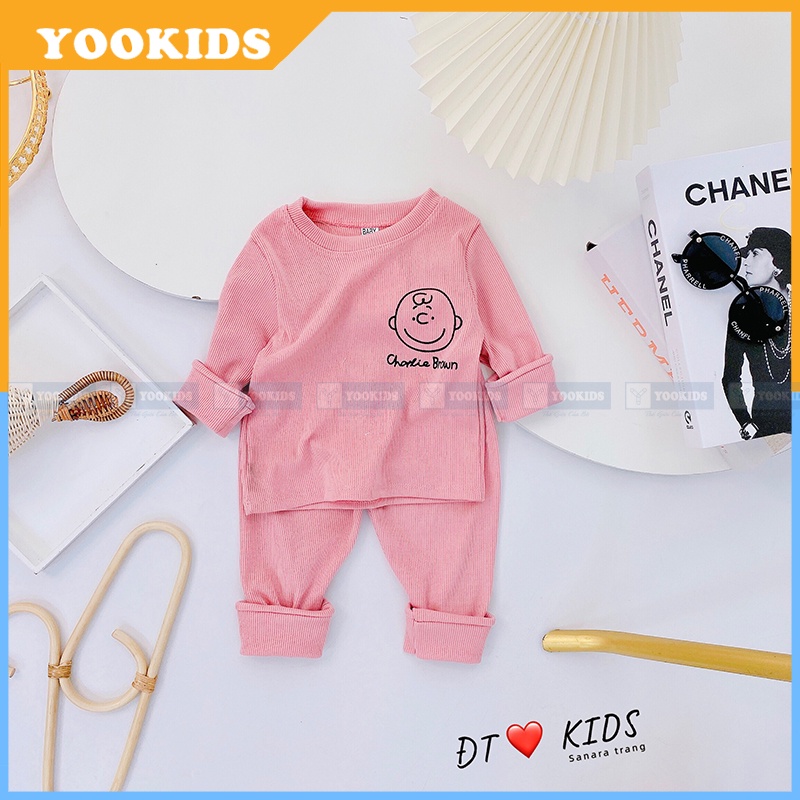 Quần áo thu đông cho bé YOOKIDS chât len tăm mềm loại 1, bộ dài tay cho bé trai bé gái 1 2 3 4 5 tuổi