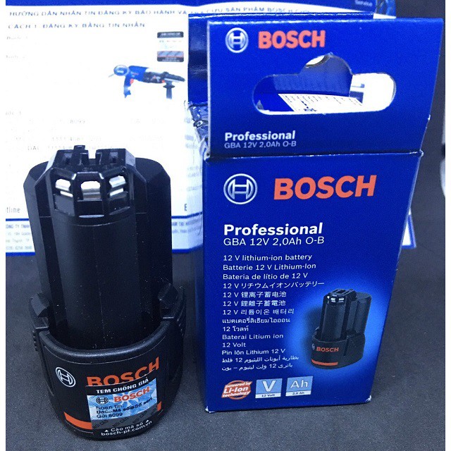 [CHÍNH HÃNG] Bộ Nguồn Pin Bosch GBA 12V-2.0Ah 1600A00F6X, Giá Đại Lý Cấp 1, Bảo Hành Tại TTBH Toàn Quốc