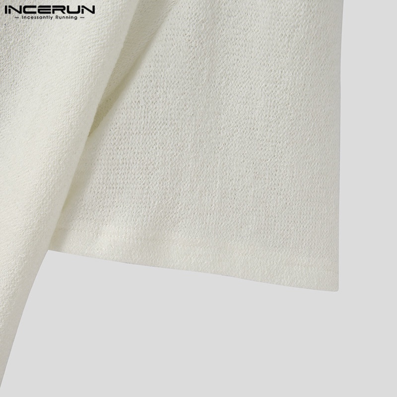 Áo thun polo INCERUN dệt kim ngắn tay phong cách vintage thời trang dành cho nam