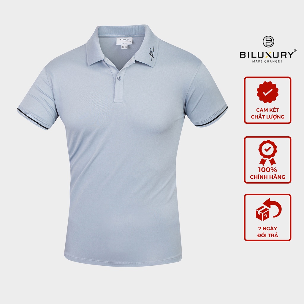 Áo polo nam cổ bẻ Biman by Biluxury thun co giãn thêu cổ vải cao cấp siêu nhẹ thoáng mát 5APCT012