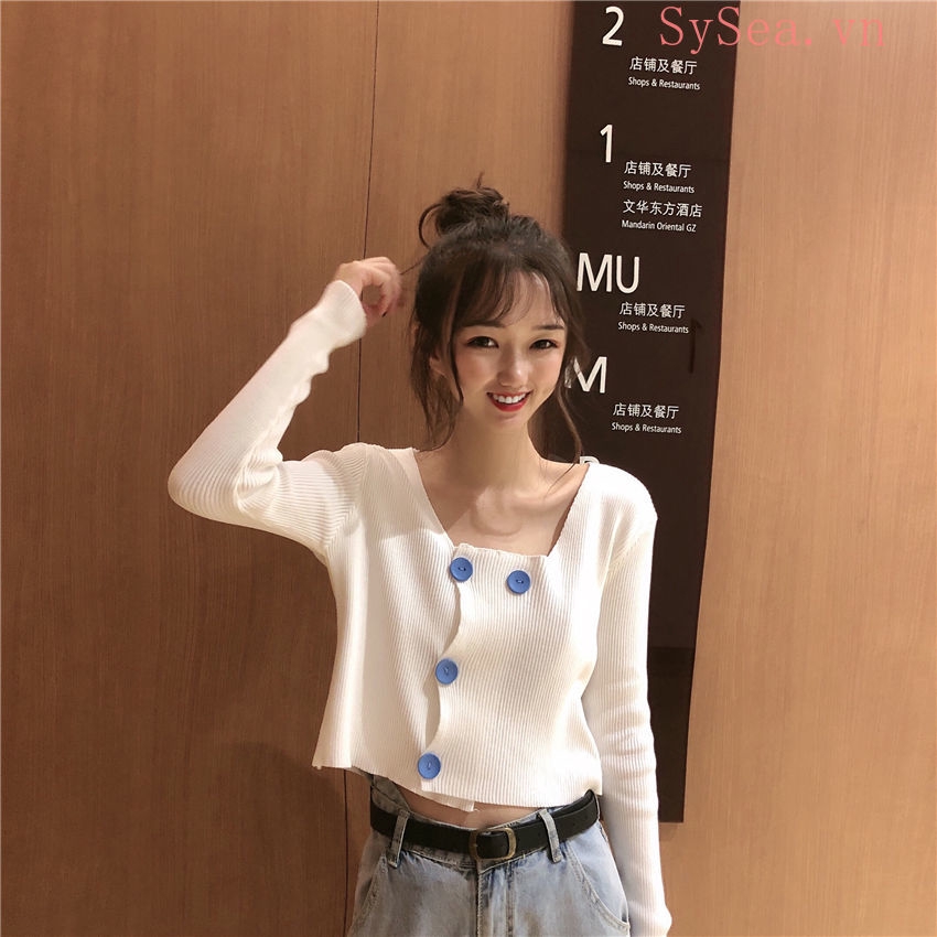 Áo Dệt Kim Nữ Tay Dài Phong Cách Hàn Quốc