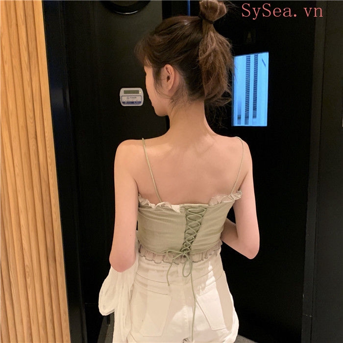 Áo croptop 2 dây kiểu hàn quốc phong cách mùa hè