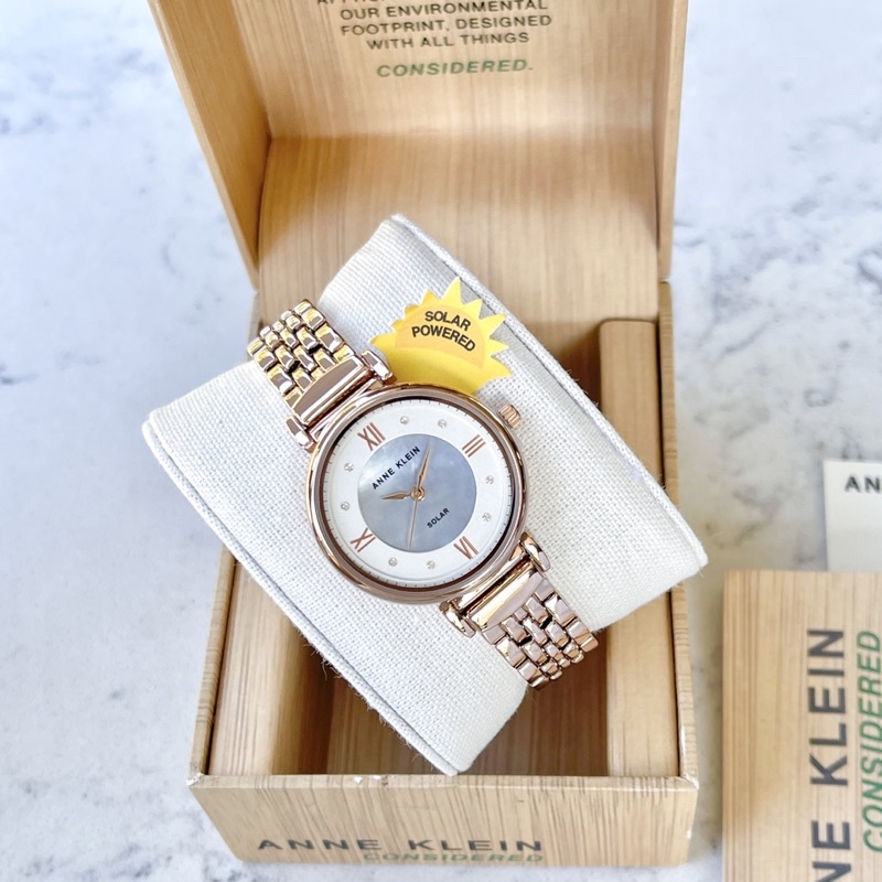Đồng hồ nữ ANNE KLEIN Considered năng lượng mặt trời model AK/3630MPRG dây kim loại mạ rose gold