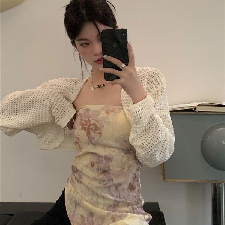 Áo Khoác Cardigan Chống Nắng Mỏng Dáng Ngắn Tay Dài Thời Trang Mùa Hè Cho Nữ