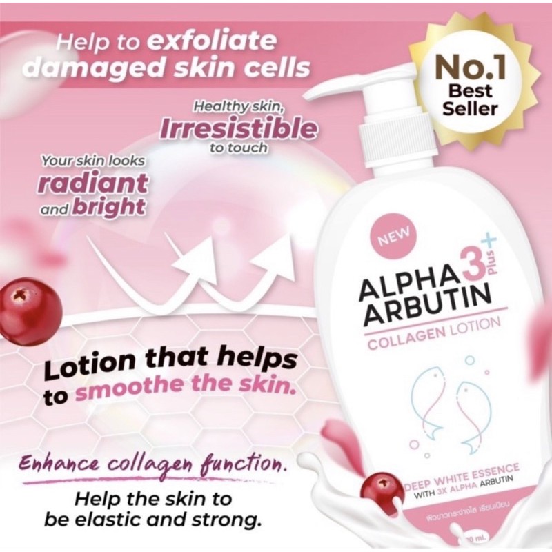 Alpha Arbutin (Hàng Mới Về) Lotion Collagen Dưỡng Da Mặt Dung Tích 500ml 3 Plus