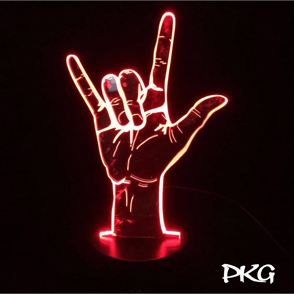 Đèn Ngủ Led 3D Hình KÝ HIỆU I LOVE YOU Quà Tặng Trang Trí cảm ứng có Điều khiển từ xa nháy sáng 16 màu