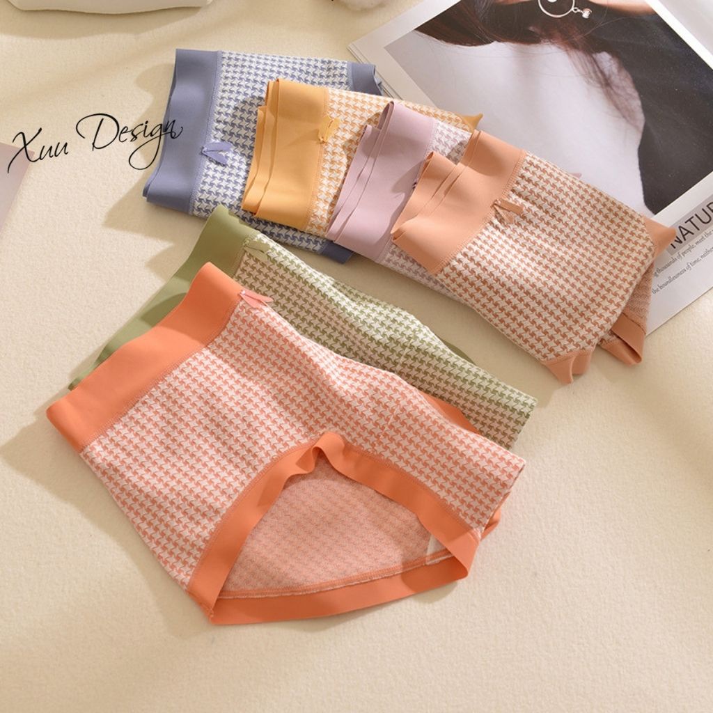 Quần lót nữ chất Su lạnh siêu mát viền chun họa tiết caro thoáng mát kháng khuẩn ôm dáng - Xuu Design QC29 | BigBuy360 - bigbuy360.vn