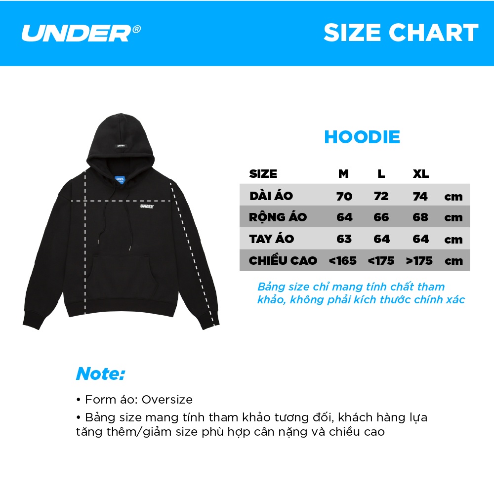 Áo UNDER Basic Hoodie SS22 (Đen) - UHD001