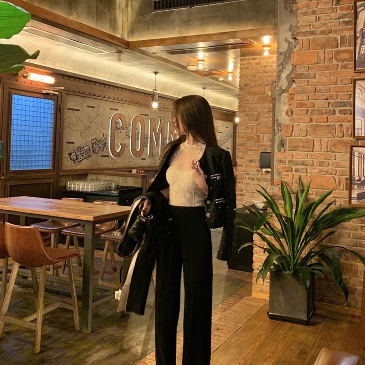 【F&amp;X 22ss】Áo sát nách ôm sát cổ phối ren phong cách Pháp hàng mới