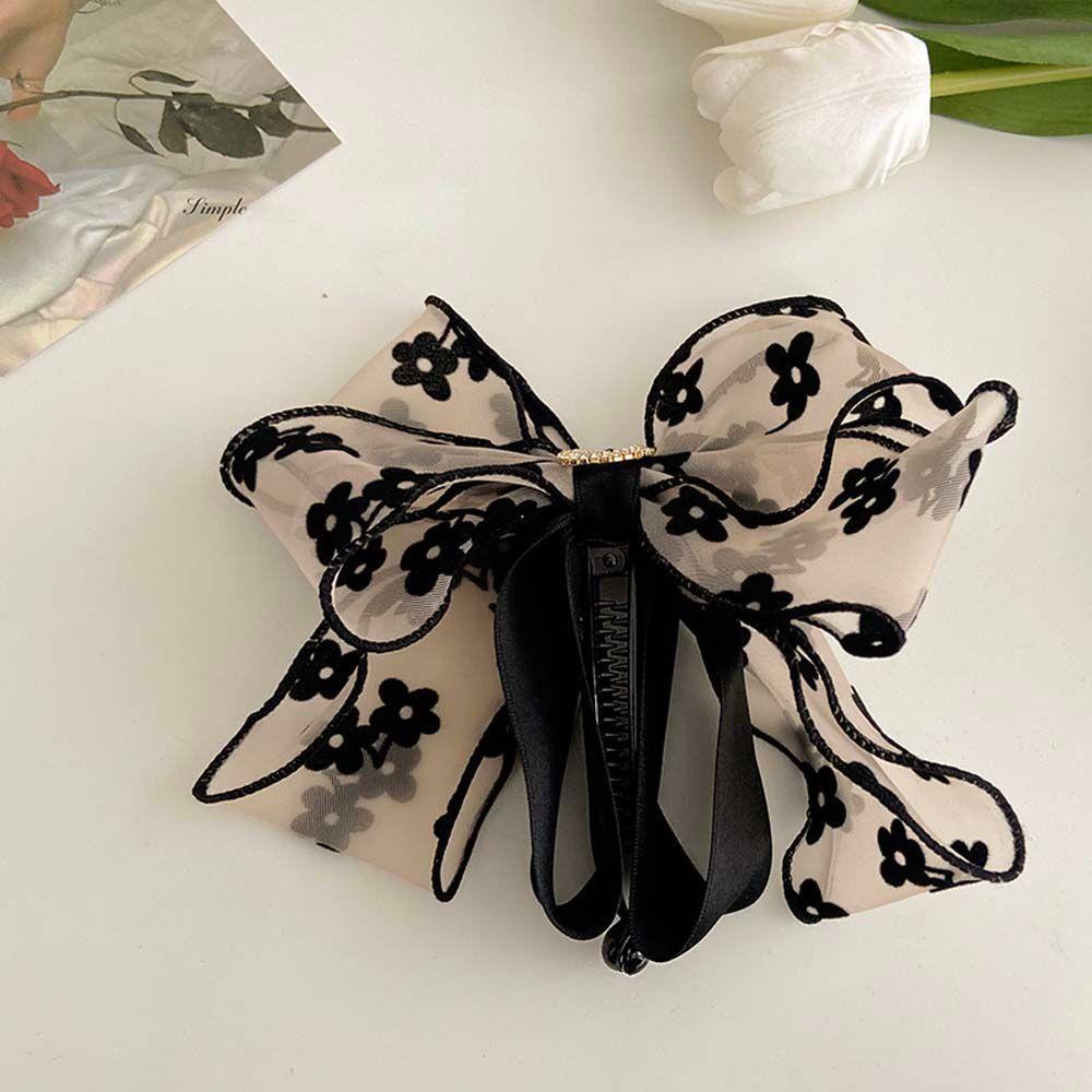 Kẹp Tóc Càng Cua Vải Lưới Đính Hoa Ngọt Ngào Thanh Lịch Cho Nữ|Giá Đỡ Buộc Tóc Đuôi Ngựa Tiện Dụng