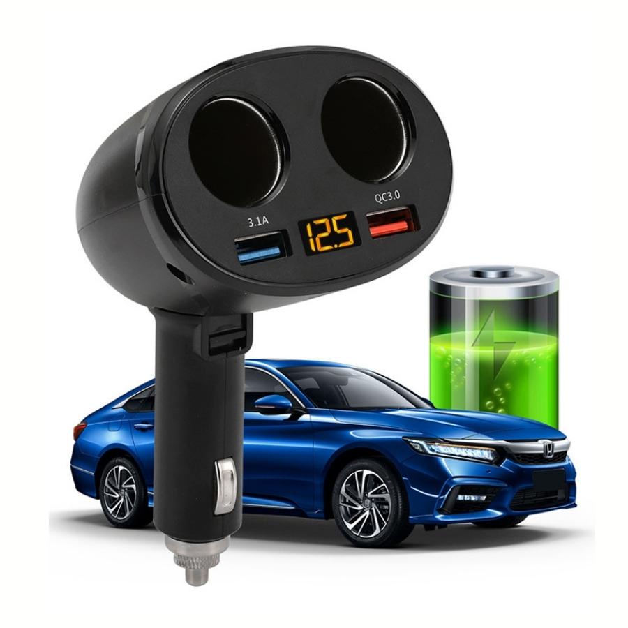 Chia tẩu sạc ô tô sạc nhanh QC 3.0 chia 2 cổng tẩu 2 cổng usb cao cấp Mitauto