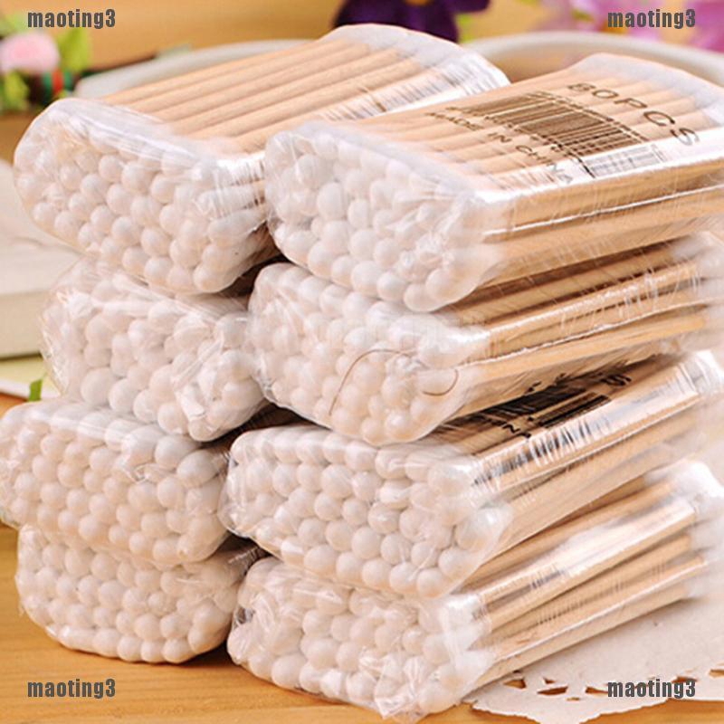 Bộ 30-35 Tăm Bông Cotton Với 2 Đầu Gỗ Độc Đáo