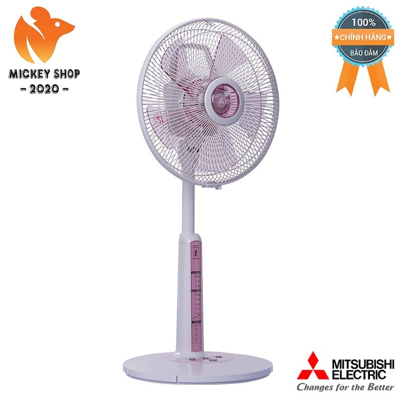Quạt lửng Mitsubishi R12-MA - 5 cánh, 3 tốc độ gió, màu Hồng/Xanh da trời