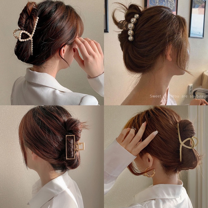 Kẹp tóc Đính Hạt kim loại cỡ lớn phong cách hàn quốc xinh xắn cho nữ