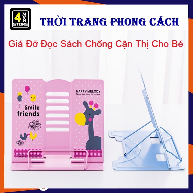 Giá kẹp sách, đỡ sách, đọc sách chống cận thị cho bé inox - in hình đáng yêu Cute , Kệ để sách Đọc sách Chống Đau lưng