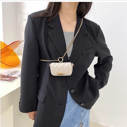 Túi xách mini đeo chéo, dây đeo kim loại, túi mini đi chơi
